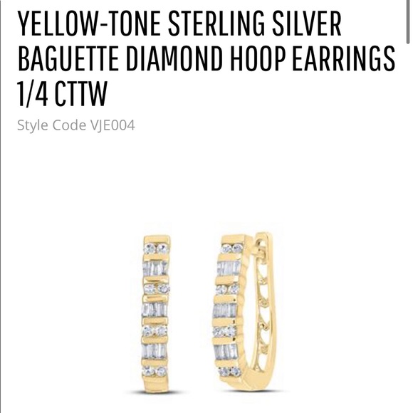 Beautiful Certified Real Diamond Baguette Hoops - Picture 7 of 7